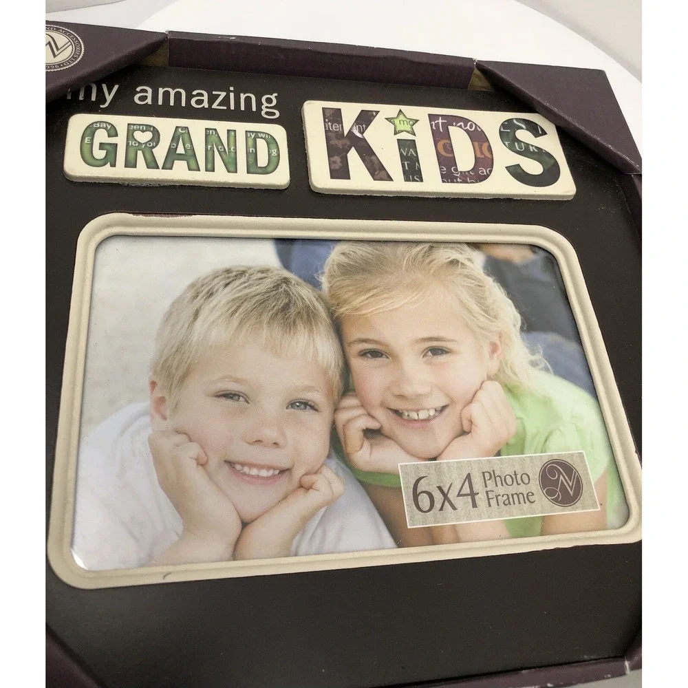 My Amazing Grandkids Picture Frame New NIB Holds 4x6 Picture Heavy Ceramic Frame